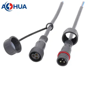 Cable eléctrico de 2 pines, conector macho y hembra para iluminación de crecimiento de plantas, resistente al agua IP65