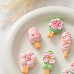Aimant de réfrigérateur 3D en forme de bâtonnet de crème glacée Sakura, décoration florale pastel pour cuisine, bureau, coque de téléphone, bricolage, cadeau mignon - Product Image 1