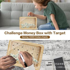 Caja de Ahorros de Madera Maciza Rectangular con Pantalla Acrílica para Contar Dinero, Almacenamiento de Monedas para Niños - Product Image 3