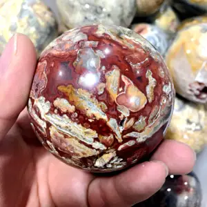 ลูกบอลหินคริสตัลอาเกตลูกไม้บ้าสำหรับตกแต่ง,หินอัญมณีส่วนบุคคลขัดเงาตามธรรมชาติ