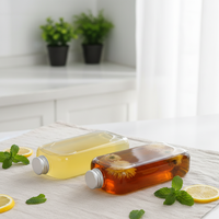 Bouteille de boisson PET transparente jetable pour jus, thé au lait, miel, 350 ml, 400 ml, créative, style célébrité en ligne, emballage plat