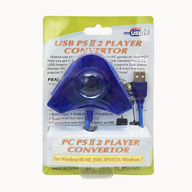 Dual Port Triangle USB Adapter Plastic Joystick Converter Games Gamepad Joypad Adapter Cable for PS2 PC Dual Port Joypad