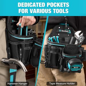 Waterproof <b>Tool</b> <b>Belt</b> Clip Tape Holder Hammer Loop for Electricians Carpentry Handyman-Multi-Compartment 200 lb - Product Image 5