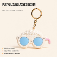 Pendentifs 3D amusants sur le thème des lunettes, porte-clés de voiture et porte-clés en PVC, logo personnalisé disponible auprès du fabricant