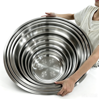 Plateaux ronds en acier inoxydable de 25 à 70 cm, motif diamant, grande assiette de service, plateau de banquet, assiette à dîner en métal