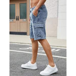 2025 Men's High Waist Vintage Style Denim <b>Cargo</b> Shorts Loose Fit Multi-Pockets Embroidered Animal Print Patterns Light - Product Image 5