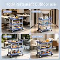 Chariot de service mobile silencieux à trois étages pour restaurant, chariot de nettoyage d'hôtel, chariot à outils durable pour atelier