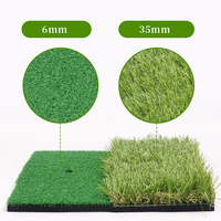 Tapis de frappe de golf portable avec surface de gazon véritable Aide à la pratique de l'herbe longue pour l'entraînement à domicile