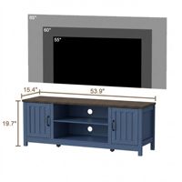 Meuble TV en bois de haute qualité avec étagère ouverte et armoires de rangement, console multimédia bleue, meuble TV moderne