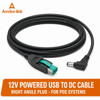 Cable USB con Conector en Ángulo Recto de 5.5*2.5 mm a CC de 12V para Sistemas POS
