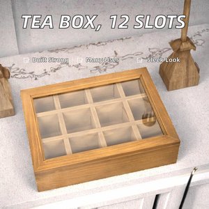 Hot-sale Modern Rectangle Wooden <b>Tea</b> Bag Storage <b>Box</b> with Clear Acrylic Lid 12-Compartment - Product Image 2