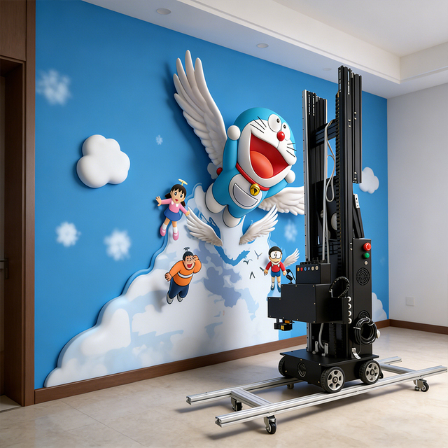 LC-A2 2025 New 3D UV Inkjet Printer DX5/DX7 Print Head 2500x6000mm Wall Painting Machine Automatic Custom Wall Art Tube Printing