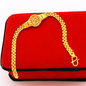 Chaîne de montre en cuivre plaqué or pour femme, style mode urbaine audacieuse, avec inscription 'Sha Jin Fu Fa Cai', Bijoux de Dubaï - Product Image 3