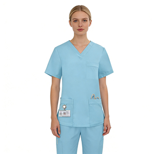 Nuevo Conjunto de Uniformes Médicos de Moda Unisex Gris/Morado Uva/Verde Turquesa para Hospital Quirúrgico con Detección de Agujas Servicio OEM - Product Image 2