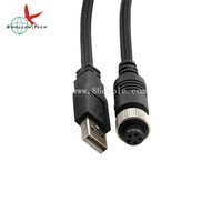 Kabel Data USB Kepang Nilon Khusus GX12 GX16 5PIN AVIATION Female ke USB Type A Male Plug Aksesori Video Game untuk Komputer