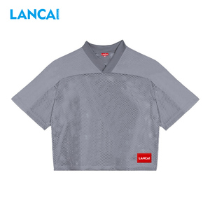 T-shirt court en polyester pour homme, personnalisé avec impression sérigraphique, style sportif, coupe carrée, en maille, par Lancai Manufacturers - Product Image 1