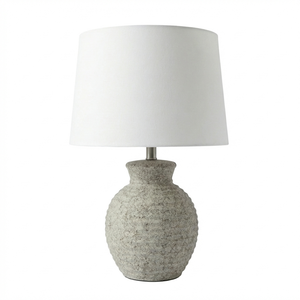 Lámpara de Mesa de Cerámica Hecha a Mano con Textura, Lámpara de Noche de Concreto para Mesita de Noche, Lámpara de Mesa con Base de Jarrón para Ambiente de Dormitorio - Product Image 1