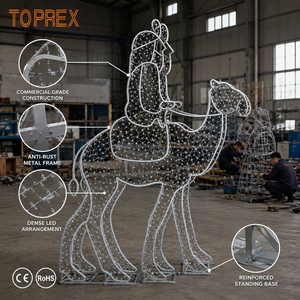 TOPREX 3D LED Grand Motif Lumineux de Crèche avec Sages Hommes sur Chameaux, Qualité Commerciale, pour Décoration Extérieure de Place Publique et Monumentale de Noël - Product Image 4