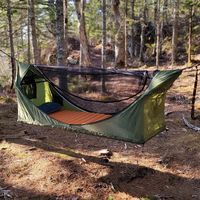 Hamac anti-moustiques gonflable JF JF-350 pour l'extérieur, avec matelas intégré, fermeture éclair, maille respirante, cadre en aluminium, capacité 150 kg, taille adulte