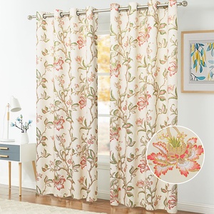 Tenda oscurante in stile americano con stampa floreale lucida, design con anelli, oscurante metallizzato per soggiorno - Product Image 4