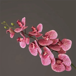 Orquídea Artificial M022, 9 cabezas, color morado, amarillo <span class=keywords><strong>y</strong></span> blanco oscuro, flor de Orquídea Real, seda de látex, orquídea para decoración del hogar <span class=keywords><strong>y</strong></span> boda - Product Image 4