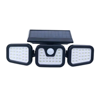 Lampes solaires de sécurité réglables à 3 têtes pour l'extérieur, 74 LED, détecteur de mouvement PIR, lampes murales solaires, projecteur solaire étanche
