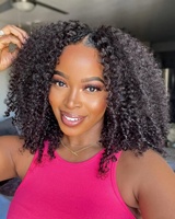 Perruque V Part Bouclée Afro en Cheveux Humains, Sans Partie à Laisser en Extérieur, Partie Fine, Cheveux Malaisiens, Densité 250, pour Femmes, 100% Cheveux Naturels
