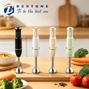 Mixeur plongeant 2 lames, boîtier en acier inoxydable, alimentation par piles, commande par bouton-poussoir, 12 vitesses, pour usage domestique en cuisine - Product Image 2