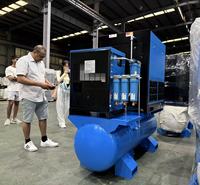 Compresseur d'air à vis stationnaire Xinsheng SX-58 4-en-1 7,5KW/15KW/22KW avec sécheur d'air et filtres, lubrifié, silencieux, refroidissement intégré, réservoir 300L/400L