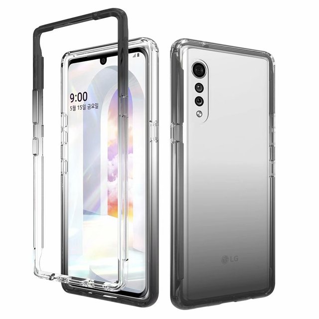 New Design Soft Gradient TPU+PC Custom Shockproof Phone Case With Screen Protector for LG Velvet