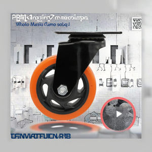 3/<strong>4</strong>/5/6 Inch <strong>Pneumatic</strong> Swivel <strong>Caster</strong> Industrial Plate Trolley Solid Wheel Orange Heavy Duty Wheels with Brake for Workbench - Product Image 3