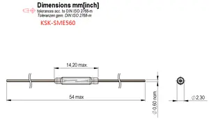 De cristal de 14mm interruptor reed KSK-SME560 Standex marca único contacto reed forman un tipo