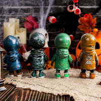 Meilleure vente transfrontalière : Figurine de squelette en résine de dessin animé effrayant pour Halloween, tête de squelette empilée, décoration de scène de fête, vente en gros
