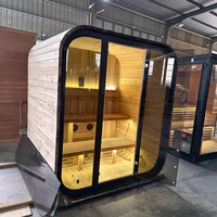 Cabine de sauna extérieure en bois de cèdre rouge à prix d'usine pour 3-4 personnes avec éclairage LED et équipement audio
