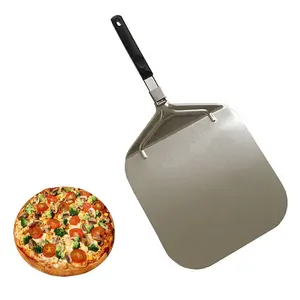 披萨皮-超大不锈钢金属披萨桨，带折叠手柄，披萨烤箱配件