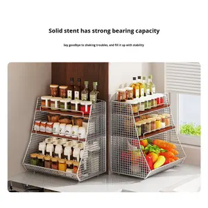 Estante para Especias <span class=keywords><strong>de</strong></span> Cocina Estilo Nórdico, Cesta <span class=keywords><strong>de</strong></span> Almacenamiento <span class=keywords><strong>de</strong></span> Frutas y Verduras <span class=keywords><strong>de</strong></span> Gran Capacidad, Estante <span class=keywords><strong>de</strong></span> Almacenamiento <span class=keywords><strong>de</strong></span> Botellas <span class=keywords><strong>de</strong></span> Especias para Esquina <span class=keywords><strong>de</strong></span> Encimera - Product Image 3