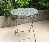 Ensemble de meubles de patio en fer forgé vert vieilli vintage et ensemble bistrot 3 pièces (table et chaises) pour jardin et balcon extérieur