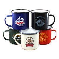 8oz 12oz 16oz voyage pique-nique en plein air rouge noir bleu vert couleur mouchetée logo personnalisé impression café bière émail camp tasse tasse