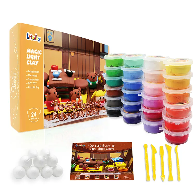 LitoJoy The Three Bears Geschichte Licht Modellierung Polymer Art Clay Box Set Spielzeug mit Tutorial für die Familie