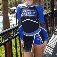 Ensemble de costumes de pom-pom girl avec logo personnalisé de haute qualité Uniformes de conception imprimés en polyester respirant avec strass pour pom-pom girl