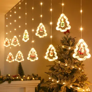 LED Père Noël Flocon de Neige Guirlande Lumineuse Intérieur Chambre Ambiance Décoration USB Télécommande Papier Ampoules Boîte Motif de Noël