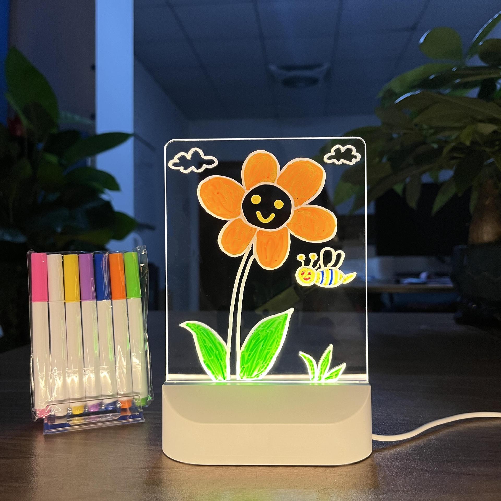 Diy светодиодная Подарочная пустая 3d креативная ручка, акриловая доска для заметок, светодиодный многоразовый ночник с доской объявлений