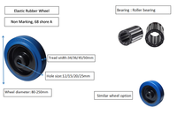 100mm 125mm 200mm 250mm bleu pu roulette prix usine style européen élastique caoutchouc roulette pivotante pour chariot chariot