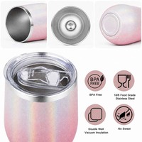Gobelet à vin en acier inoxydable à double paroi isolé sous vide de 12 oz avec couvercle anti-fuite pour boissons chaudes/froides (vin, café, thé)