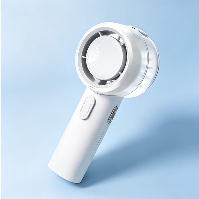 Rechargeable Handheld Mini Plastic Water Mist Fan USB Portable Touch Control Digital Display English Operation
