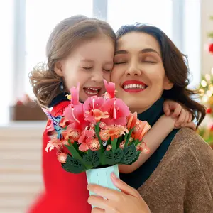 Prezzo all'ingrosso stampa personalizzata Bouquet di fiori 3d Popup biglietti di auguri 3d Pop Up Card Flower