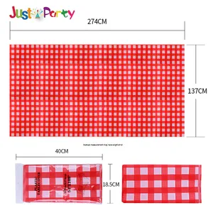 Bán Buôn Dùng Một Lần Vuông Màu Đỏ Sọc Pe Khăn Trải Bàn Handmade In Thiết Kế Chống Thấm Nước Oilproof Dày Cho Vui Nhà - Product Image 3