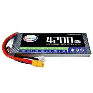 Prezzo basso per 2S 3S 4S 5S 6S batteria Lipo 7.4V 11.1V 14.8V 18.5V 22.2V 4000mAh 4200mAh 25C MAX 100C RC Lipo batteria