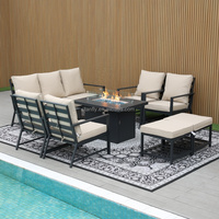 Ensemble de canapés d'hôtel de luxe modernes avec foyer mobilier de patio extérieur pour la plage et la villa canapés de jardin à cadre en aluminium