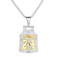 Collier Hip-hop Européen-Américain Bryant 24 24 Pendentifs en acier inoxydable plaqué or, motif bambou, accessoire sportif tendance, en stock
